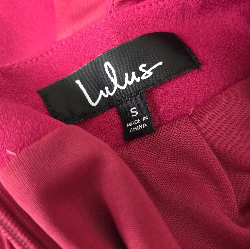 Lulus Dark Pink Mini Dress Size S Keyhole Back Stretch - Picture 3 of 3